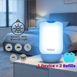 SULGUY Small Compact Plug-in Unit Dual-Light Trap, Clean Indoor Flying Insect Zapper with Adjustable Lighting for Bug Capture, House Flies, Gnats, Mosquitoes (Includes 2 Refills)