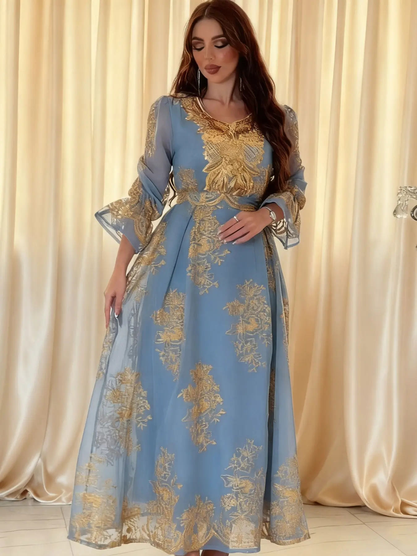 Women's Ethnic Pattern Dress, Elegant Loose-Fit Woven Fabric, All-Season Muslim Islamic Clothing, Modest Islamic Clothing, Islamic Modesty Clothes, Muslim Women Gowns, Muslim Outfits, Muslim Dresses, Ramadan & Eid