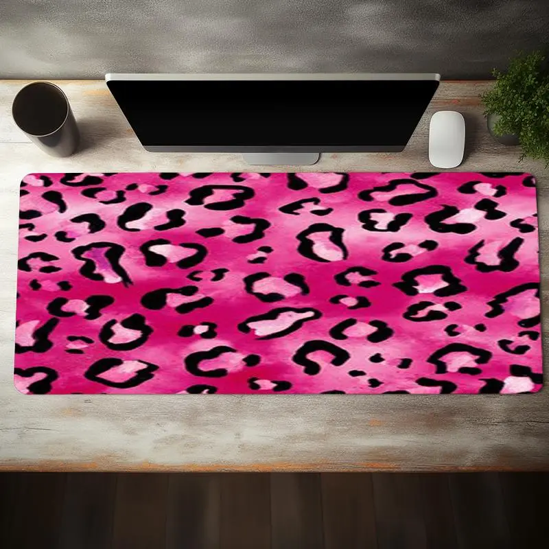 Leopard Print Mouse Pad, Rectangle Gaming Mouse Pad, Non-Slip Rubber Base Stitched Edge Desk Pad, Gaming Desk Accessory for Desk Laptop Desktop