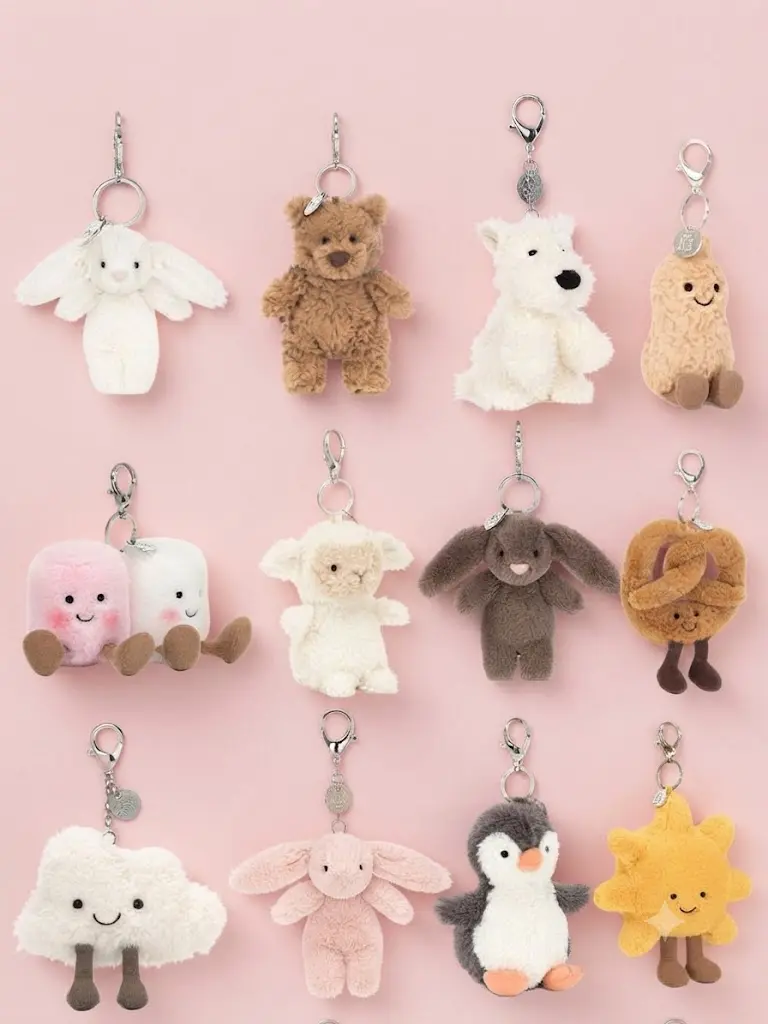 Jellycat Bag Charm,  Plush Keychain, Cute Soft Bag Accessory Dangle, Fantasy Gift for Her, Bag Charm