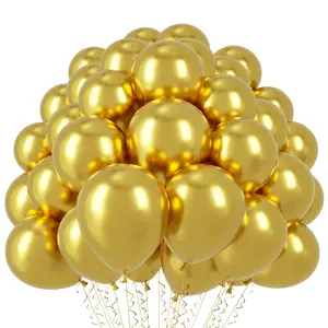 110-Piece Metallic Gold Latex Balloon Set, 12-Inch Chrome Gold for Weddings, Birthdays & More