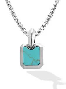 RTZN Turquoise Square Pendant Necklaces for Men