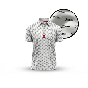 <SHIP FROM US> White Titties Golf Polo 3D Printed Golf Polo Shirt White All Over Script Pattern Unisex Lightweight Casual Streetwear Summer Outfit Gift Idea