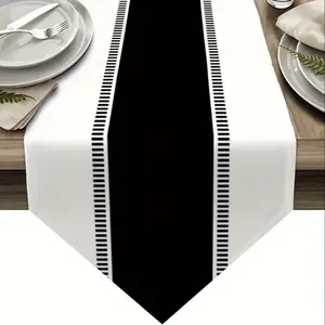 2D flat print, 1 table flag decoration, suitable for kitchen and dining table, featuring solid color stripe design. Very suitable for living room coffee tables, this linen farmhouse style table flag is perfect for decorating and dressing table scarves