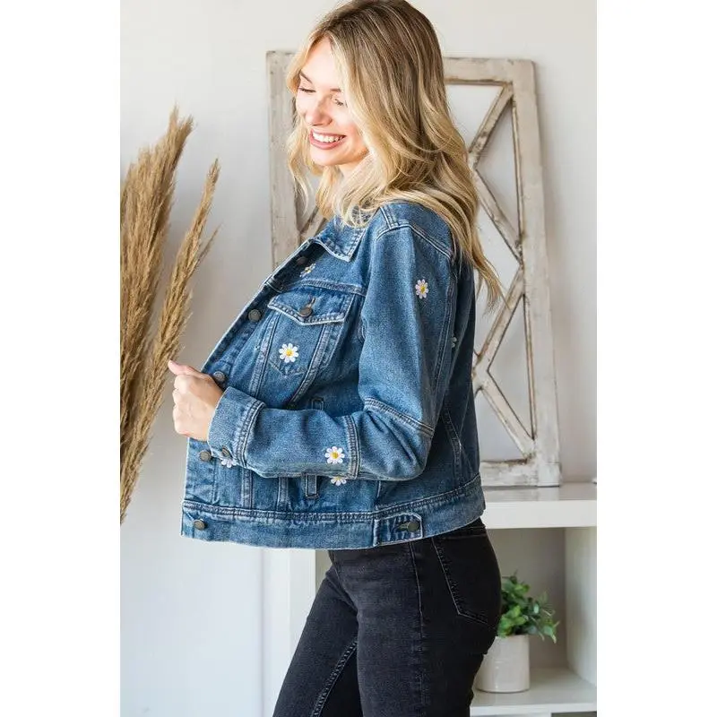 Daisy Embroidered Denim Jacket