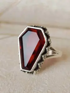 Gothic Crystal Coffin Ring, Statement Rings, Vintage Design Unisex Couple Halloween Party Creative Personalized Jewelry Gift for Him Her