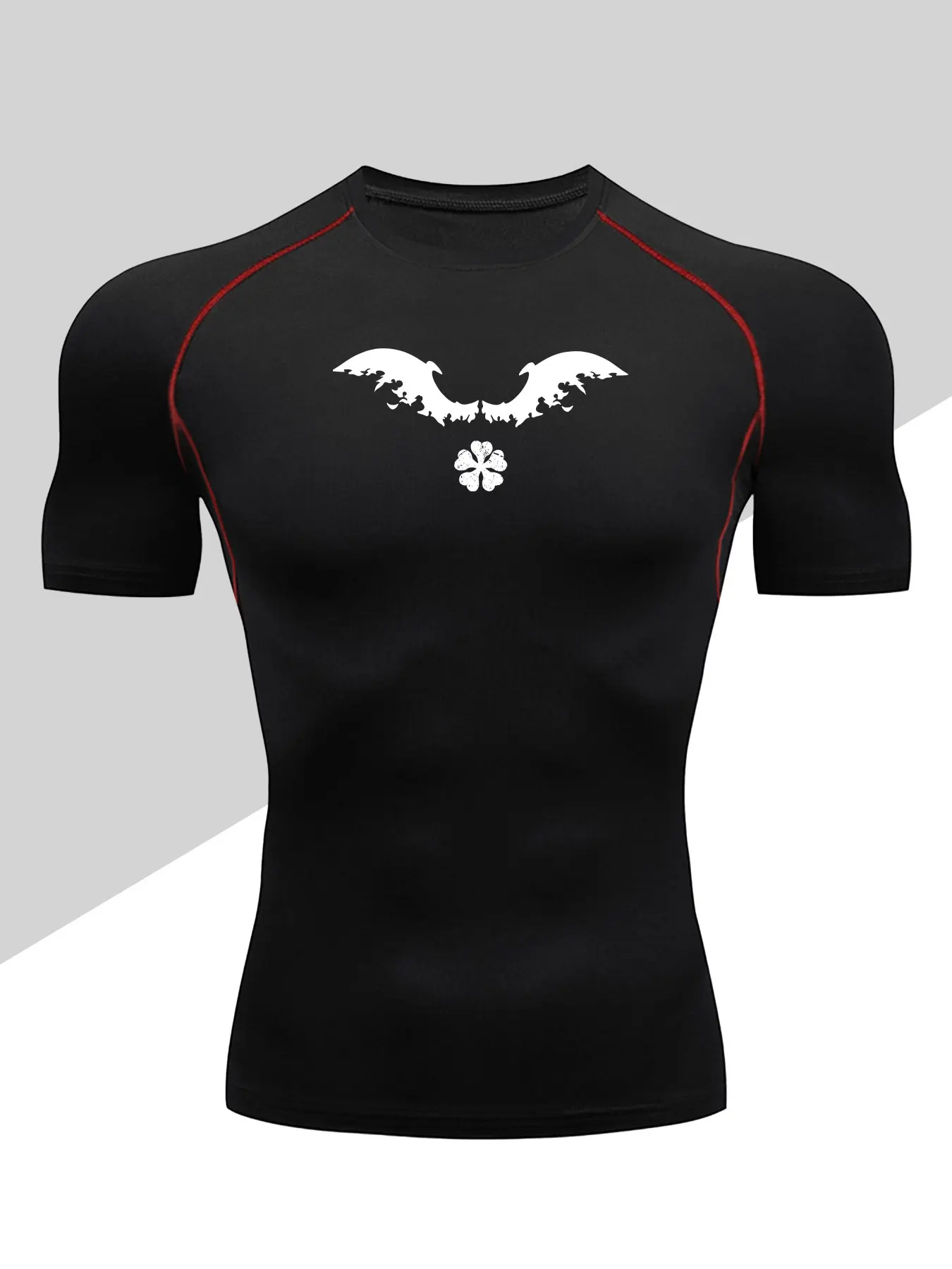 Men's Dragon Print Compression T-Shirt, Quick-Dry Breathable Stretch Fabric, Tight-Fitting Short Sleeve Top for Fitness and Outdoor Activities