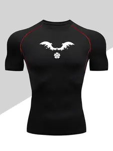 Men's Dragon Print Compression T-Shirt, Quick-Dry Breathable Stretch Fabric, Tight-Fitting Short Sleeve Top for Fitness and Outdoor Activities