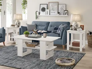 Favorer Beverly 3-Piece Coffee Table Set, Light Gray/Brown Oak/Brown&Light Gray