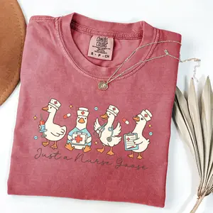 Comfort Colors Just a Nurse Goose , Preppy Nurse Coquette Shirt, Retro Nurse Life , Nurse Stethoscope , Funny Nurse Bow Sublimation
