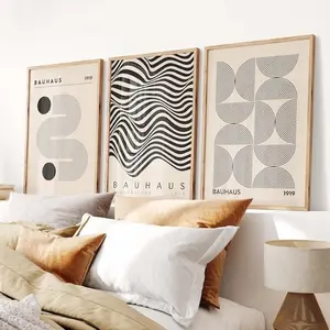 3 Piece Bauhaus Poster Set - Aesthetic Room Decor As Geometric Wall Art, 3 Piece Wall Art Bauhaus Print, Unframed, Decor