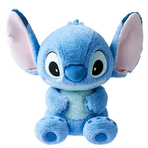 Disney Official Stitch Basic Style Sitting Plush Doll, Soft Fluffy Stuffed Toy, Kawaii Cartoon Ornament, Perfect Birthday Holiday Gift for Kids & Fans