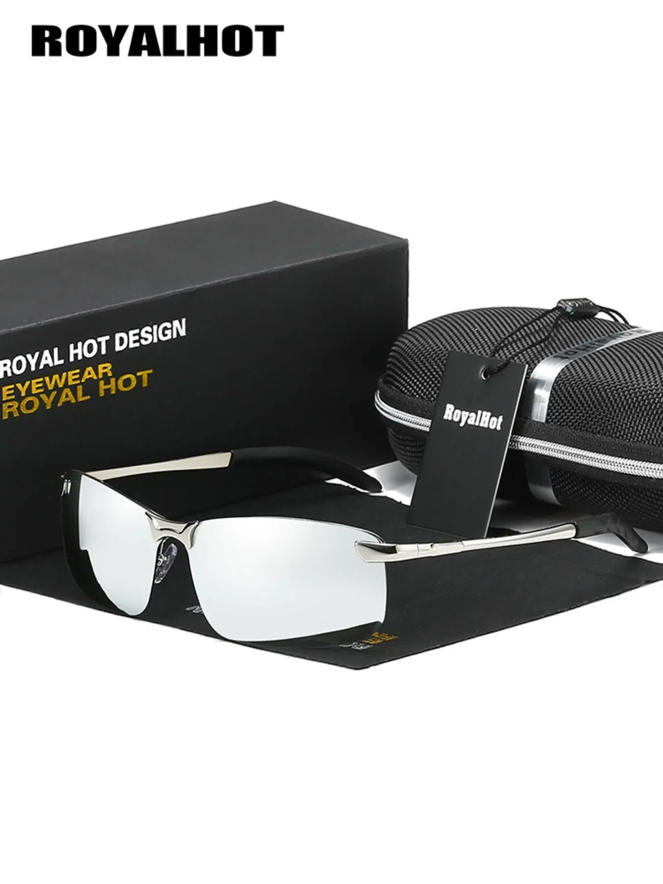 1 Pair Royalhot Unisex Square Frameless Polarized Trendy Casual Sunglasses, Showcasing Personality, UV400, Stylish Shades