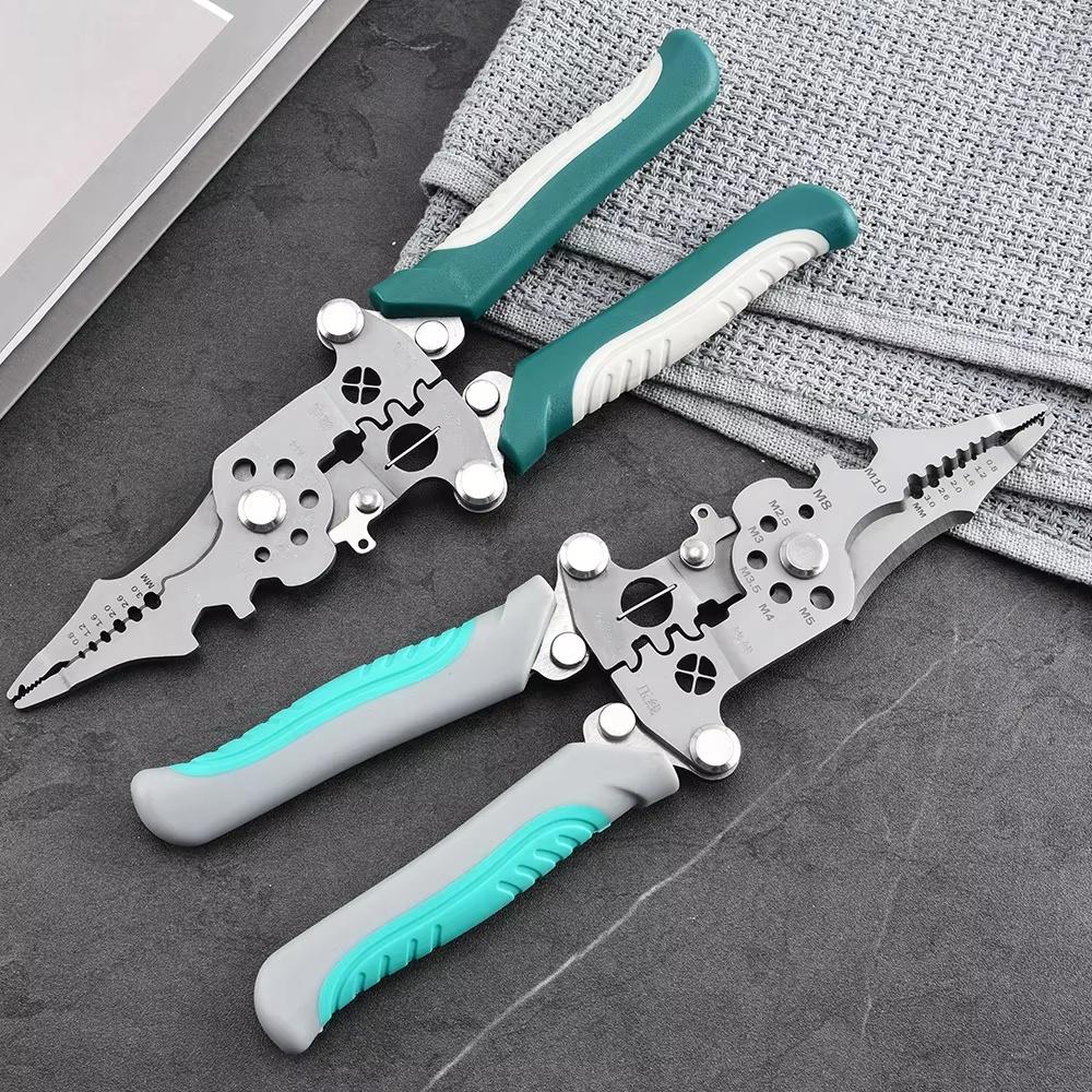 Foldable Wire Stripping Pliers, Professional Multifunction Manual Hand Tool, Pulley Design Durable Crimping & Wrapping Pliers