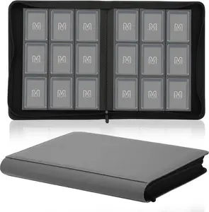 Toploader Binder Trading Card Storage Holds 288 Cards 9-Pocket Top Loader with Sleeves for 3"x4" Rigid Cases 9Dark Grey