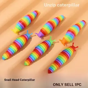 New snail-head caterpillar stress-relief toy, fun and realistic slug simulation, brightly colored rainbow stress-relief caterpillar toy, suitable for children and adults, children's gift, holiday gift