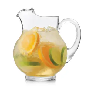 Libbey Acapulco Large Glass Pitcher Set of 2, 89 Oz, Clear, Tall Bubble Glass Pitchers with Handle, Modern Drink Pitchers for Iced Tea, Punch and More