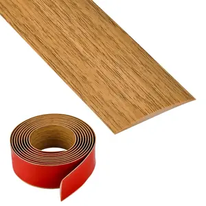 Vinyl Floor Transition Strip Self Adhesive PVC Laminate Threshold Flat Divider Strip for Floor Gaps Doorways Carpet 2" Wide Light Brown Wood Grain 10Ft