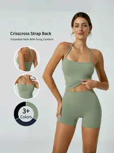 Two Piece Workout Sets For Women Tank Top Matching High Waist Booty Lifting Shorts Gym Yoga Active Wear Outfits