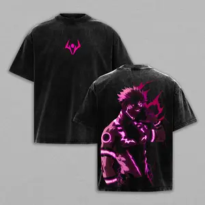 Sukuna Rage Mode x Jujutsu Kaisen Washed Oversized Graphic Tee Heavy Cotton Streetwear | For Cursed Energy Fans