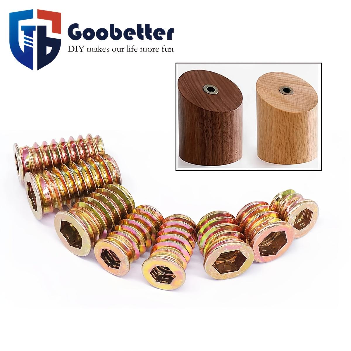 162Pcs 1/4"-20 Threaded inserts for Wood Furniture Screw-in Nut Wood inserts Bolt Assortment Kit with M6+M8Hex Wrench (1/4"-20 x15mm)
