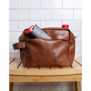 Toiletry Bag - Brown Leather