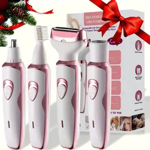 4 in 1 Electric Shaver, 1 Box Rechargeable Electric Nose & Eyebrow & Body Trimmer, Multifunctional Body Hair Trimmer for Women