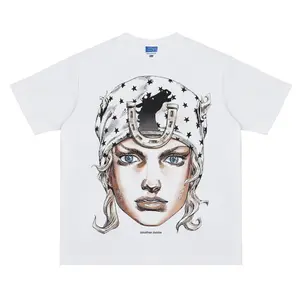 JoJo "Johnny Portrait" Vintage Oversized Tee Anime T-shirt 100% Cotton Original Design Men's Top for Fans Menswear Tshirt Streetwear Crewneck Tropical Shortsleeve Casual men gifts