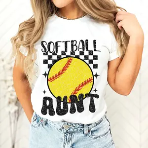 Retro Softball Aunt T-shirt, Print Softball T-shirt, Sports T-shirt, Softball Mom T-shirt, Gift For Mom