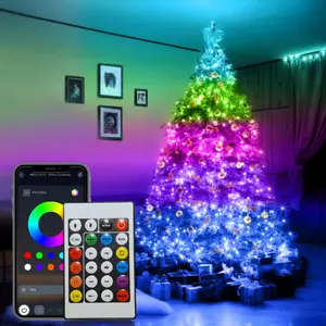1pc USB Plug-In RGB Multi-Color Fairy String Christmas Lights, Remote Control & APP Control, for Christmas Tree, Indoor Outdoor, DIY Wreath, Party, Wedding, Holiday Decoration