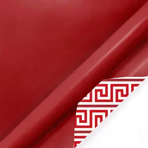 30" x 10' Reversible Holiday Wrapping Paper | Solid Red/Red and White Greek Key