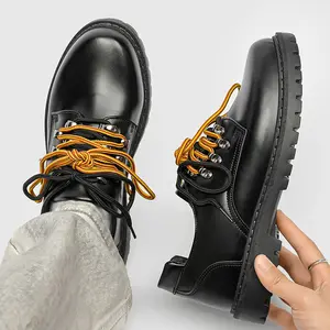 LISM Men'S Outdoor All-Season Low-Top Ankle Boots - Lace-Up Round Toe Casual & Business Shoes with Houndstooth Pattern, Durable Synthetic Faux Upper & Lining, All-terrain Traction For Hiking, Daily Wear, Hiking Footwear, Street Style Boots