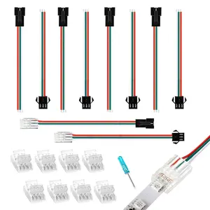 3 Pin LED Strip Connector Kit, 10 Pack Solderless 3 Pin Connectors, 5 Pairs JST SM Connectors for WS2812B WS2811 WS2812 WS2814 SK6812 CCT LED Strip Lights