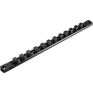 1\/2-Inch Drive Aluminum Socket Organizer, Heavy Duty Socket Holder Tool Box Organizer, Aluminum Alloy Socket Rail Holder Socket Kit x 12 Clips (Black)