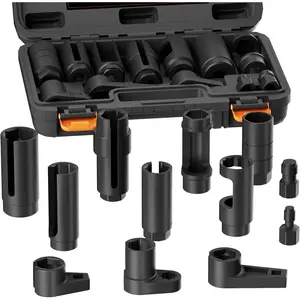 12-  Sensor Socket Set & Thread Chaser Set, with 22mm 27mm 29mm 7/8" 1-1/16" Sockets 1/2" 3/8" Drive, for Oil , Vacuum, Thermal Sensors