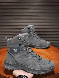 Men's Boots Youth Knight Short Boots, High-Top Canvas Shoes, Anti-Slip Comfortable Hiking Sneakers, Trendy Casual Footwear, Lightweight Hiking Boots