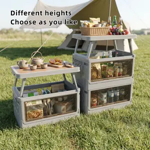 Industrial Style Foldable Outdoor Storage Box – Large Capacity Trunk Organizer with Lid & Reinforced Handles, Portable Camping Storage Bin for Car, Picnic, Fishing & Home