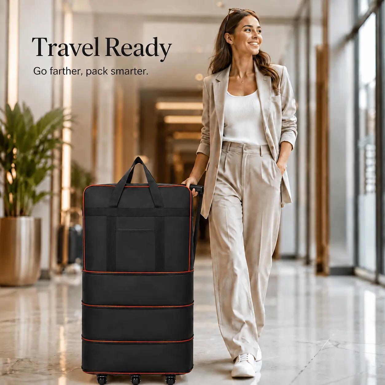 Colorblock Large Capacity Foldable Casual Travel Bag, Lightweight Weekender Bag, Duffle Weekender, Lightweight Zipper Travel Duffel Bag, Portable Travel Storage Bag, New Trend Travel Bags for Travel & Daily Use, Travel Essentials Bag