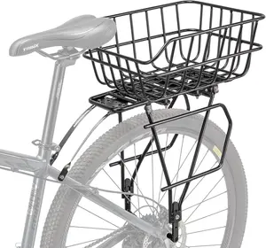 Rear  Rack with Basket -  Cargo Rack for Disc /Non-Disc  Mount - Bicycle Pannier Rack, Touring Carrier Rack fit 26-29 and 700c