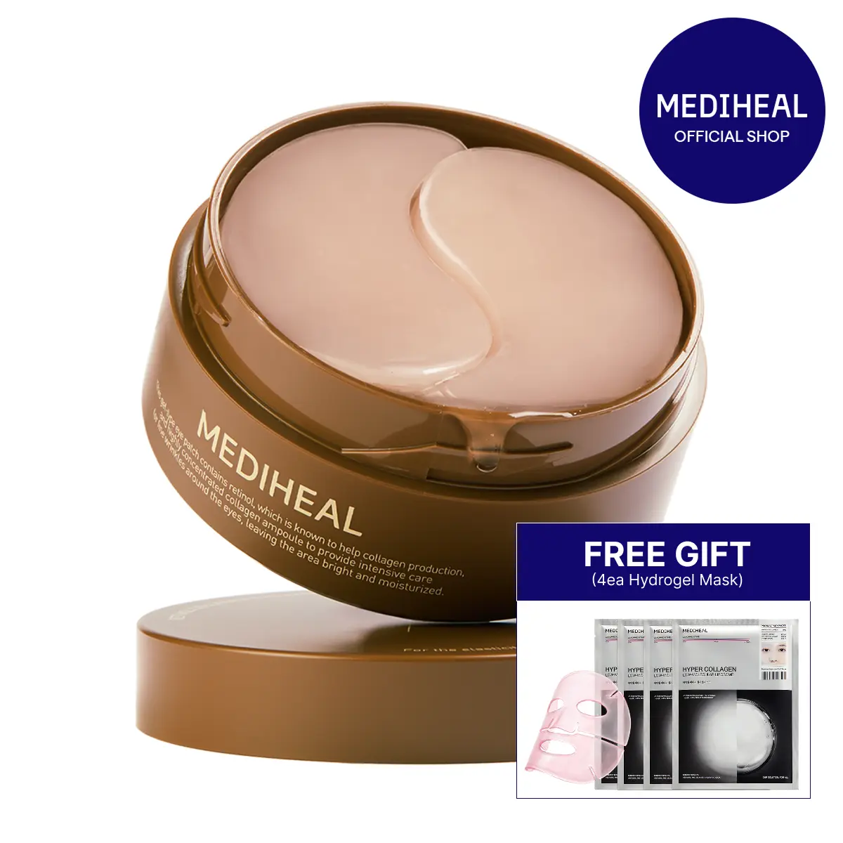 [MEDIHEAL] Retinol Collagen Eye Ampoule Patch | Retinol Liposome & 5-Layer Collagen | Targets 10 Types of Wrinkles | 0.00 Low Irritation | Korean Skincare