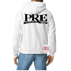 PRE Hoodie 50/50 Cotton Polyester Blend, White, Graphic Text, Casual Style, Sweatshirt Design Fashion Menswear