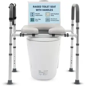 Raised Toilet Seat with Handles, Toilet Seat Risers for Seniors, Commode Chair, Chair for  and , Elevated, Riser, Lift, Extender, Raiser, Tall, with Arms, for Adult, Handicap