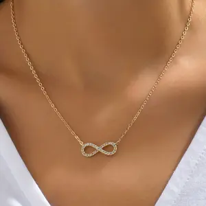 Exquisite Synthetic Zirconia Inlaid Infinity Symbol 8-Letter Pendant Collarbone Necklace Women's Holiday Gift for Daily Occasion