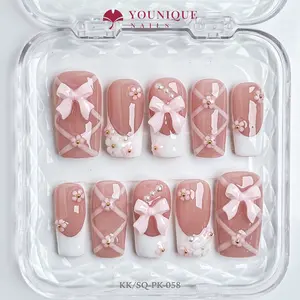 Younique Nails | 10PCS 100% Handmade Press-On Nails | Reusable Colorful Art acrylic stylish 3D