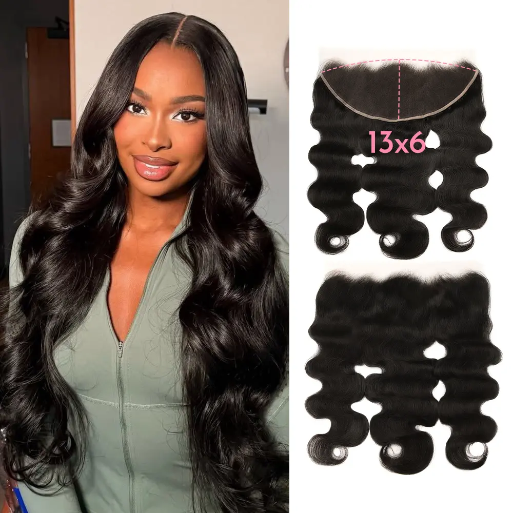 WOWANGEL 13X6 HD Lace Frontal Fulll Frontal Only Ear to Ear Lace Frontal Closure Pre Plucked Free Part with Baby Hair Virgin Hair Straight Natural Black