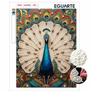 DIY Pearl Painting Kit, Home Decor Wall Art, Peacock Spread Pattern, Handmade Creative Gift for Friends, Crafting Tools Included