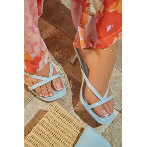 Elena Mid Heel Mules - Blue