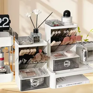Large Capacity Cosmetic Storage Box, Makeup Organizer Box with Slanted Pen Holder, Durable Plastic Desktop Stand, Beauty Organizer, Suitable for Makeup Brushes, Lipsticks, Eyeshadows