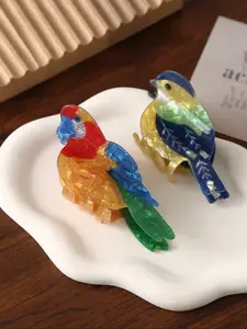 2pcs Cute Bird Hair Clips Set for Women, Adorable Colorful Shark Clip Accessories, Daily Use Party Hairstyles