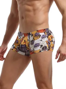 1pc Men's Stylish Geometric Printed Boxer Briefs, Breathable Comfort Fabric, Slim-fit Underwear for Fitness, Home & Casual Athletic